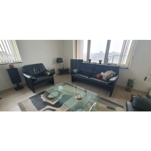 Leolux Bora Beta bankstel - zwart leder afbeelding