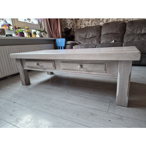 Salontafel massief eiken whitewashed afbeelding