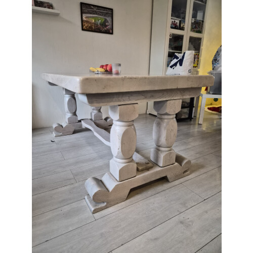 Whitewashed massief eiken eetkamertafel afbeelding 2