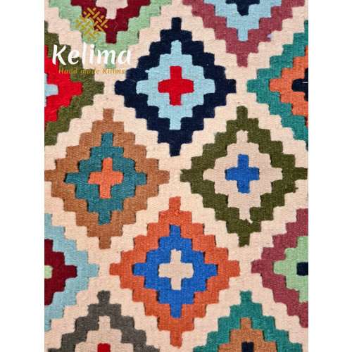 Handgemaakt Kelim vloerkleed 70 cm x 140 cm - Wol tapijt Kilim Uit Egypte - Handgeweven Loper tapijt - Woonkamer tapijt -  Oosterse Vloerkleed afbeelding 2
