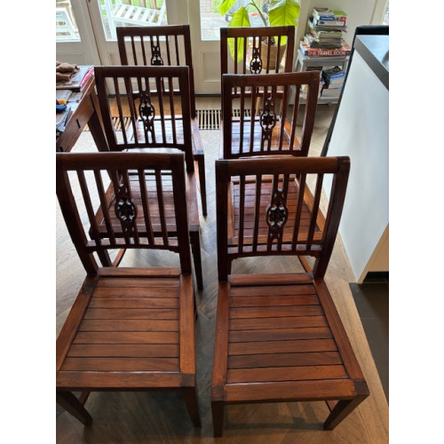 6 prachtige teakhouten eettafelstoelen afbeelding