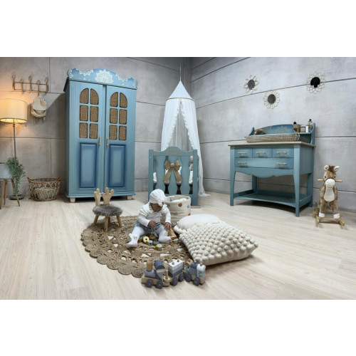 Klassieke complete babykamer blauw afbeelding