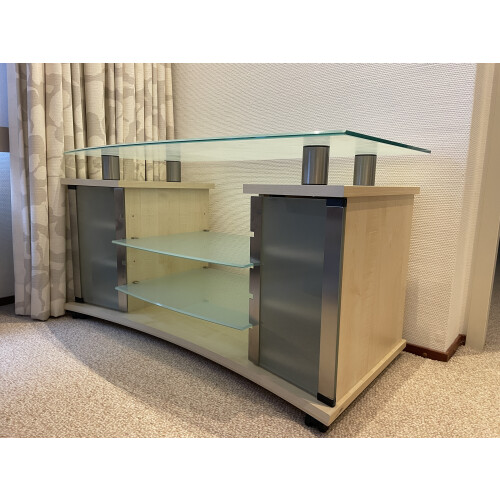 TV-meubel met glazen platen en opbergruimte afbeelding 3