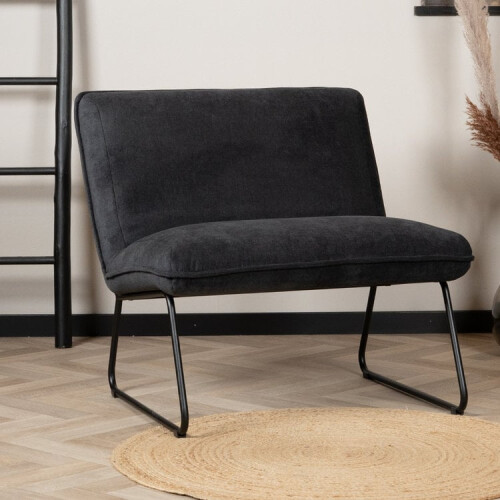 Fauteuil zwart stof (linnen look) afbeelding