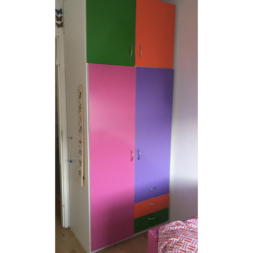Kleurige Kinderkamer meubels Meisje: Bed, Kledingkast, Wandkast afbeelding 3