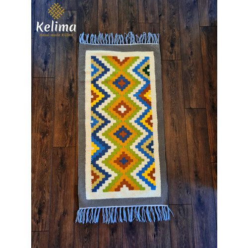 Handgemaakt Kelim vloerkleed 70 cm x 140 cm - Wol tapijt Kilim Uit Egypte - Handgeweven Loper tapijt - Woonkamer tapijt -  Oosterse Vloerkleed afbeelding