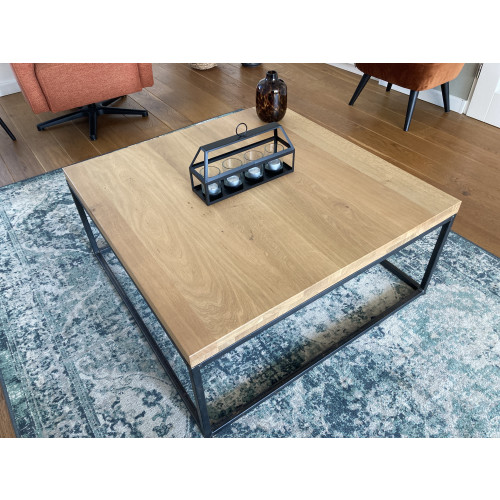 Eikenhouten salontafel 90x90cm afbeelding 2