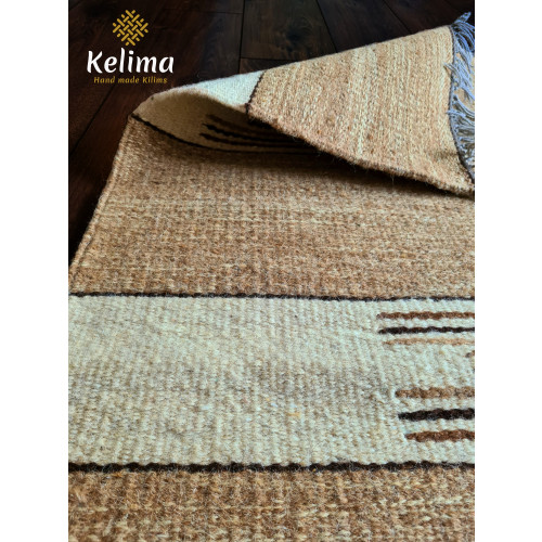 Handgemaakt Kelim vloerkleed 70 cm x 140 cm - Naturel Wol tapijt Kilim Uit Egypte - Handgeweven Loper tapijt - Woonkamer tapijt afbeelding 3