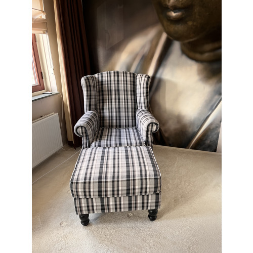 Oorfauteuil met poef afbeelding 3