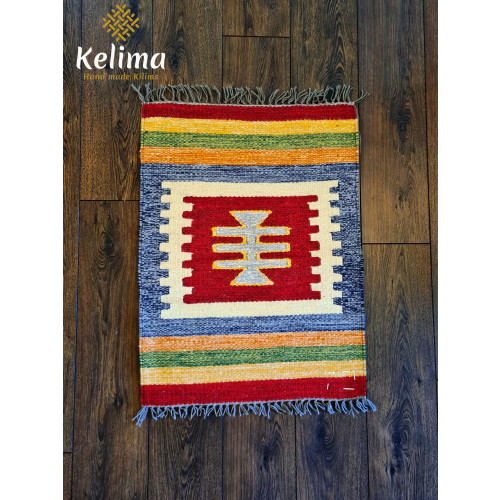 Handgemaakt Kelim vloerkleed 60 cm x 80 cm - Klassieke Wol tapijt Kilim Uit Egypte - Handgeweven Loper tapijt - Keukenmat - Tafelkleed afbeelding