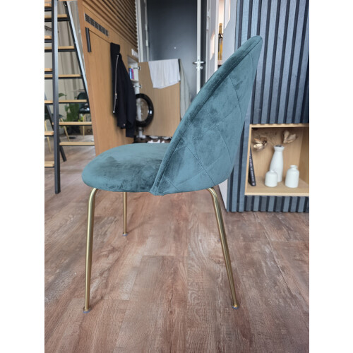 4 groen fluwelen eetkamerstoelen afbeelding 2