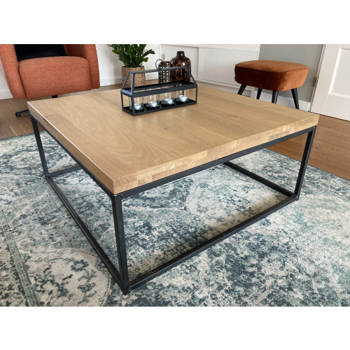 Eikenhouten salontafel 90x90cm afbeelding 3