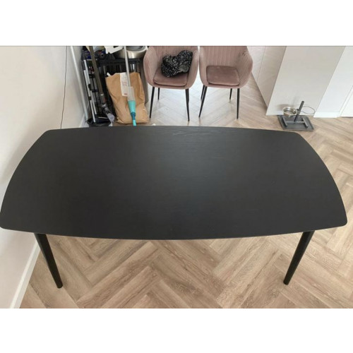 Zwarte houten tafel eettafel tafel 180x90 afbeelding 2