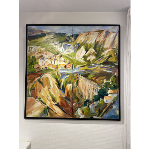 Groot acryl origineel schilderij, signed Reina Koerten 1993 afbeelding