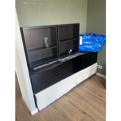 Ikea besta tv en wand kast combi donkerbruin brons afbeelding 2