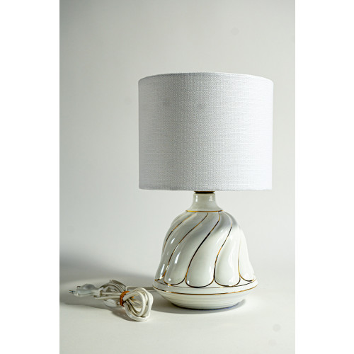 Vintage witte keramieken lamp met nieuwe kap afbeelding 2