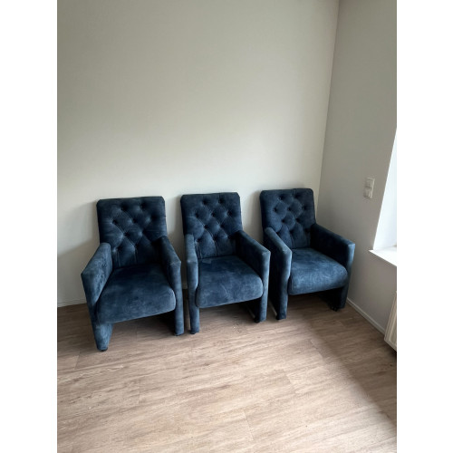 3x UrbanSofa by Ira Ness eetkamerstoelen - Blauw stof afbeelding