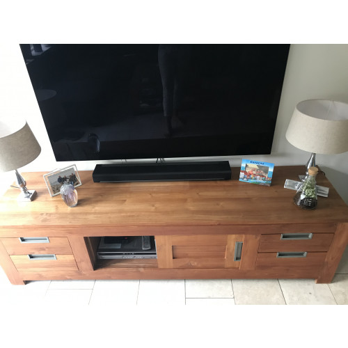 TV kast robuust hout 210 cm afbeelding
