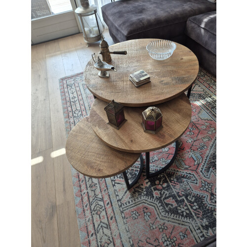 Set van 3 Mango houten salontafels afbeelding 2