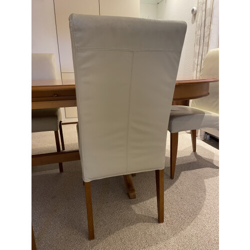 6 witte eetkamerstoelen met hoge leuning en leren bekleding afbeelding 3