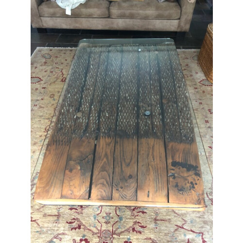 Unieke salontafel, olijfhout, handgemaakt afbeelding 3