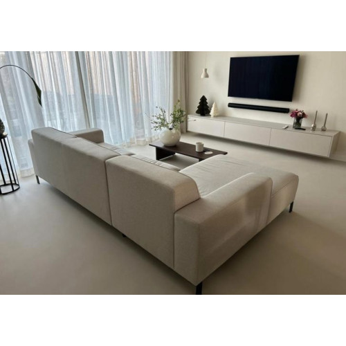 Beige/zandkleurige bank met chaise longue 270cm breed afbeelding 2