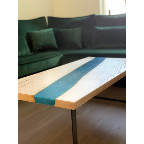 Luxe epoxy salontafel 130x60 cm 'Waterval' stijl afbeelding