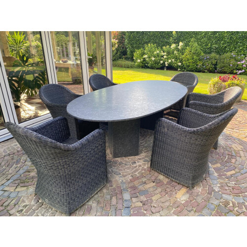 Graniet dining tuintafel ovaal - 240x120 cm afbeelding 3