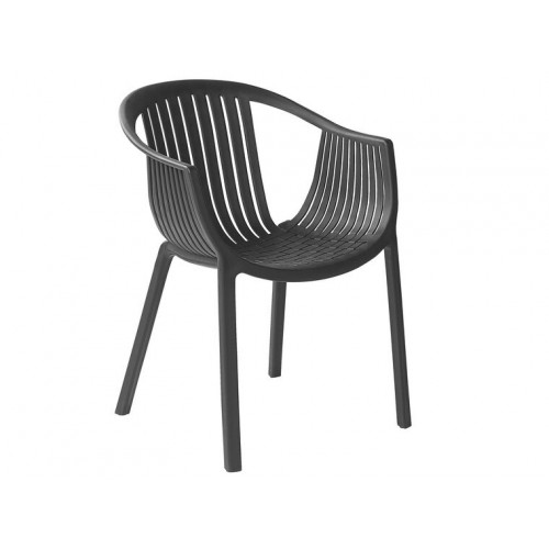 2 x Kunststof stoel zwart/ grijs Napoli afbeelding 2