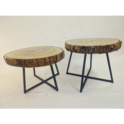 Epoxy Rivier tafel| Tulpenhout| Set bijzettafel afbeelding 2