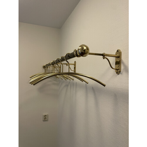 Luxe vintage messing wandkapstok met hangers afbeelding 2
