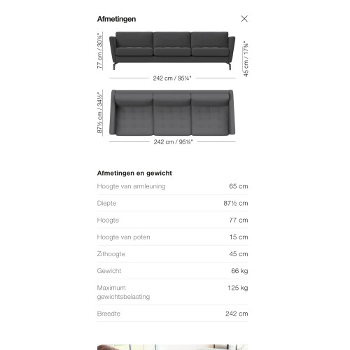 BoConcept 3 zitsbank Scandinavisch design afbeelding 3