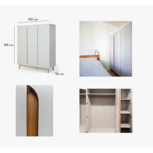 2 houten kledingkasten MadedotCom (Jaden) lichtgrijs afbeelding