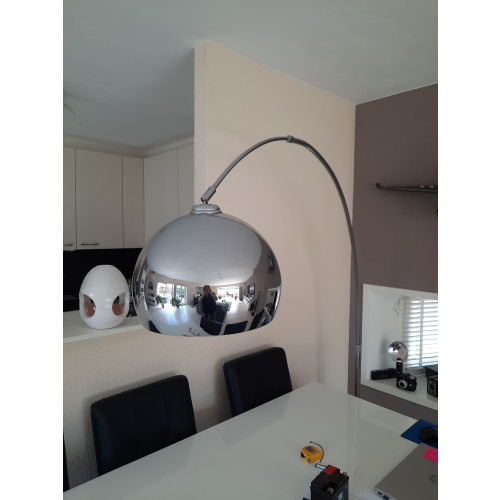 Chrome booglamp led met vloerdimmer en lichtbron afbeelding 3