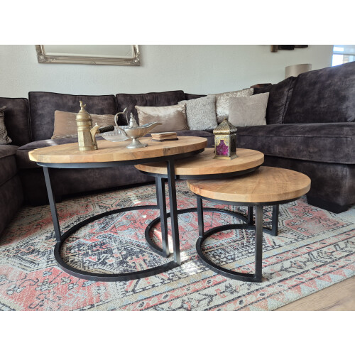 Set van 3 Mango houten salontafels afbeelding