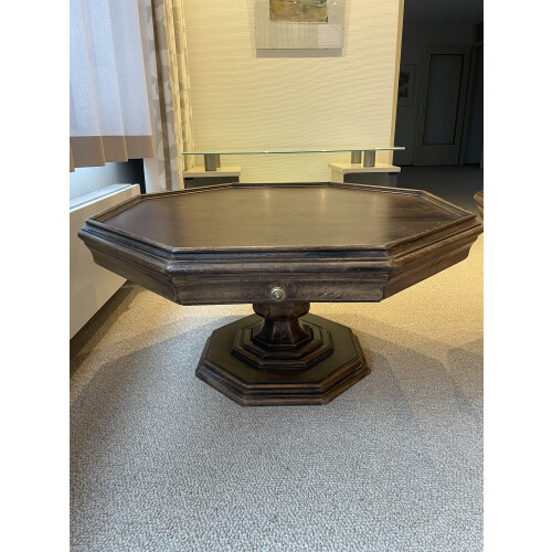 Massief houten octagon bijzettafels met lade (set of los) afbeelding 3