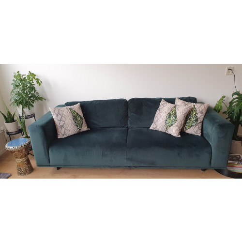 4x6 Sofa Donkergroen Fluweel Velours 3-zitsbank afbeelding