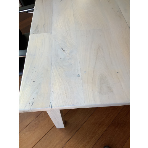 Grote hard houten tafel, 8 persoons, transparant wit afbeelding 2