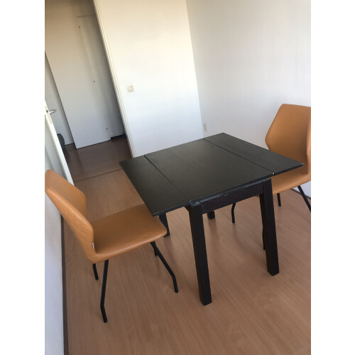 Uitschuifbare eettafel met 2 designstoelen afbeelding 2