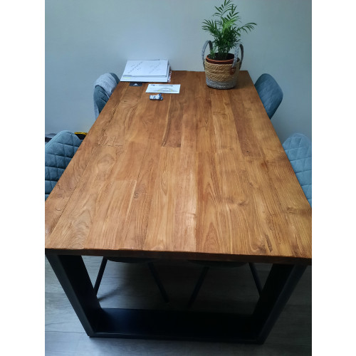 Mooie industriële  mango houten eettafel afbeelding 2