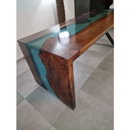 Epoxy waterval rivier tafel, compleet met onderstel afbeelding