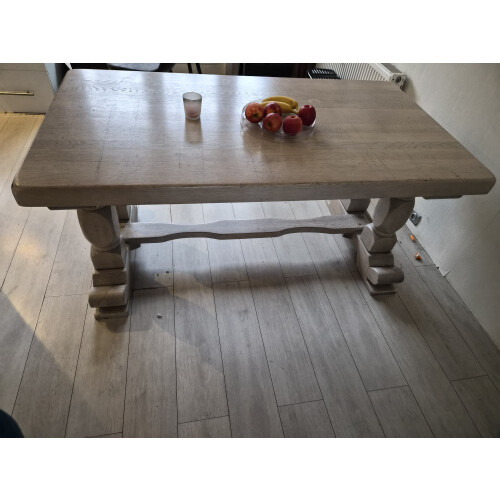 Whitewashed massief eiken eetkamertafel afbeelding