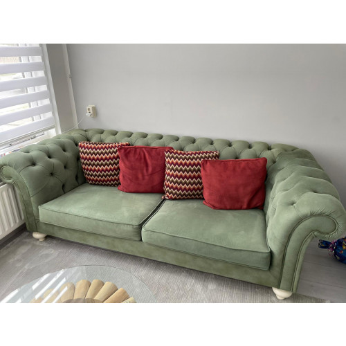 Groene chesterfield stijl bankstel 3+2 zits afbeelding 2