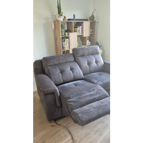 Elektrische 2-zits relaxbank antraciet – zeer goede staat afbeelding 3