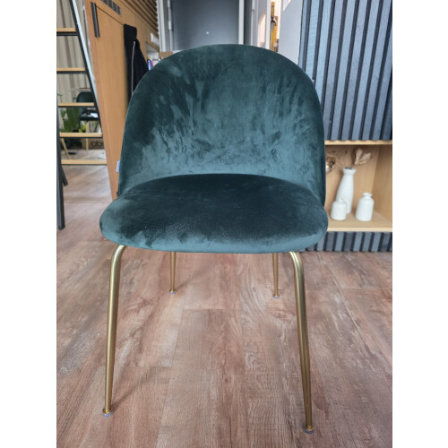4 groen fluwelen eetkamerstoelen afbeelding
