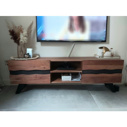 TV-meubel 140x30x45cm massief acaciahout afbeelding