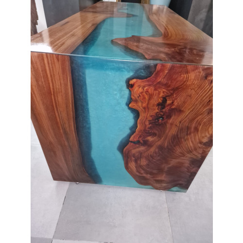 Epoxy waterval rivier tafel, compleet met onderstel afbeelding 2