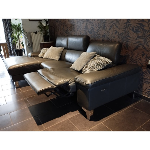 leren bank met relax en chaise longue afbeelding 2