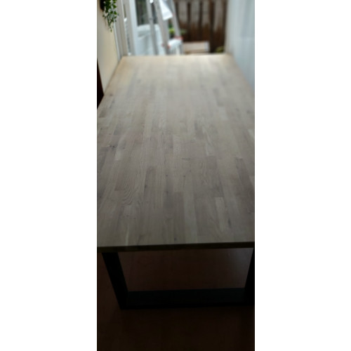 Eettafel van eikenhout met metalen onderstel (200 x 95 cm) afbeelding 2