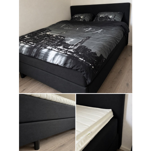 Leenbakker boxspring zwart + topper maar 3 maanden gebruikt! afbeelding